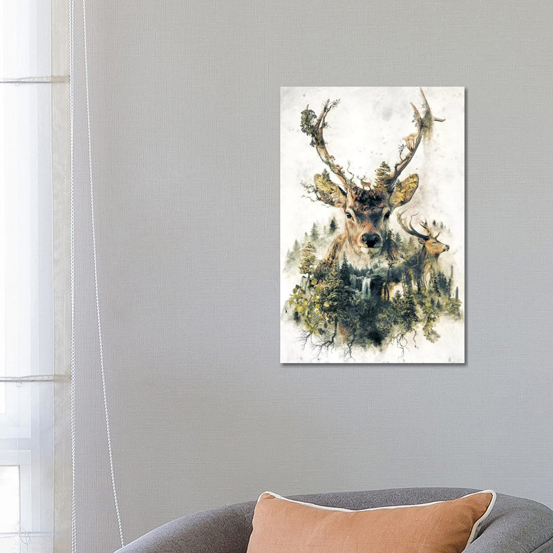 Surreal Deer by Barrett Biggers - Wrapped Canvas Painting, 66.04 cm H x 45.72 cm W x 1.91 cm D
