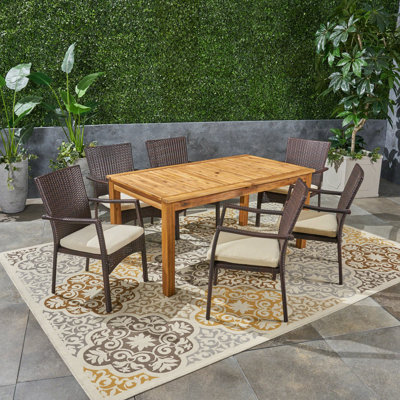 Jolliff 6 - Person Acacia Patio Dining Set with Extendable Rectangular Table