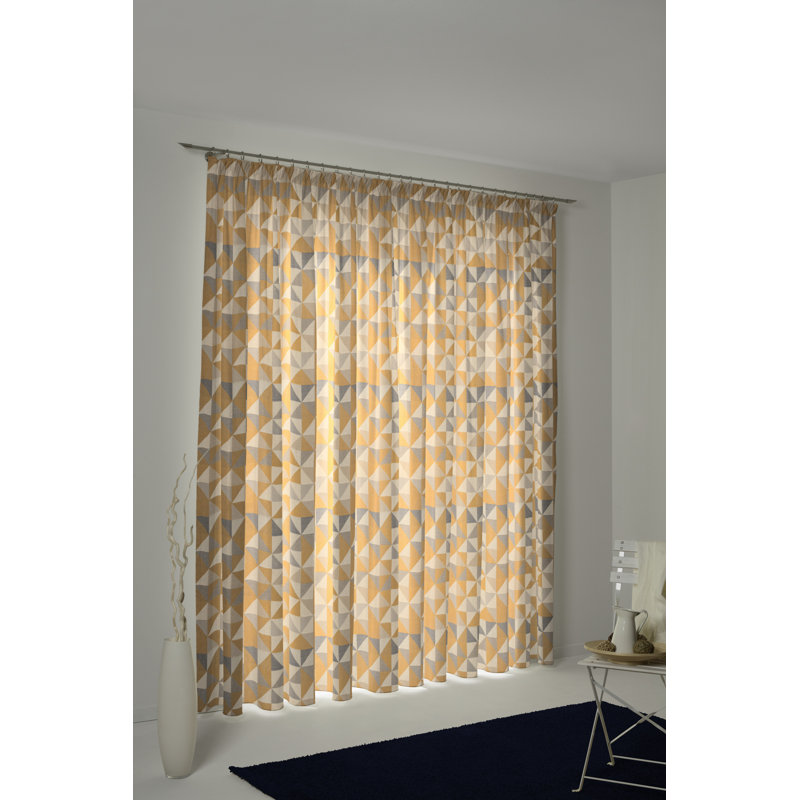 Vanesa Bio Bel Opaque Single Curtain, Mustard/Tan/Beige, 145 W x 175 D cm