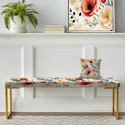 Contemporary Floral Fusion Medley Collage - Banc rembourré floral doré