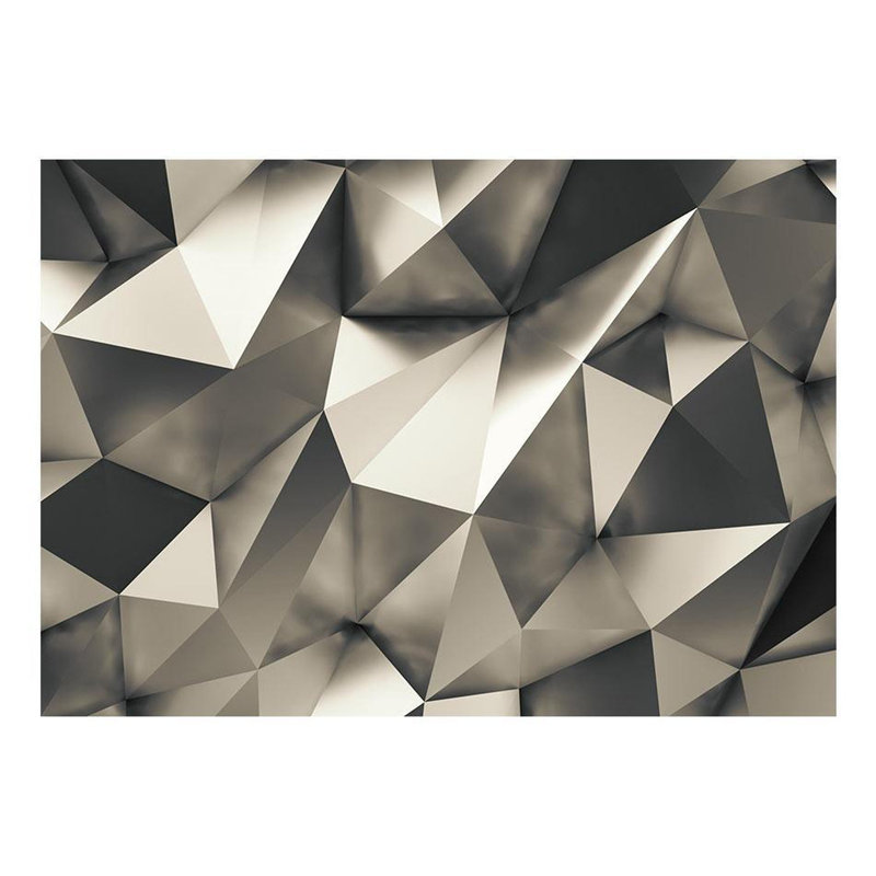 Murale géométrique abstraite moderne Geomtric Blocks, L 82 po x l 118 po, Argent argent