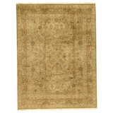 Hand Knotted Wool Area Rug in Gold