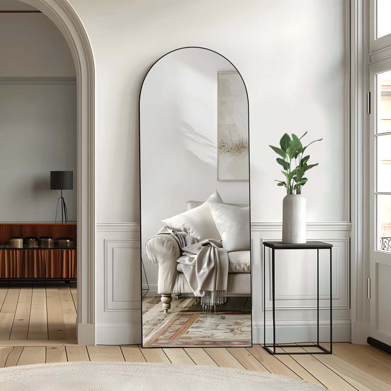 Miroir mural en bois massif Luziano, Noir, 65 po x 24 po