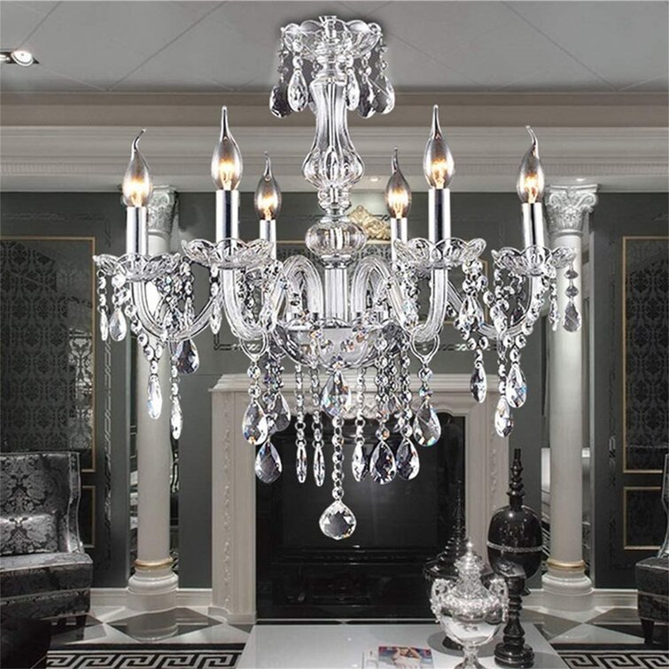 Abygaelle 8 Head Clear Crystal LED Chandelier Modern Lighting Chandeliers Ceiling Luminaire Silver Chrome