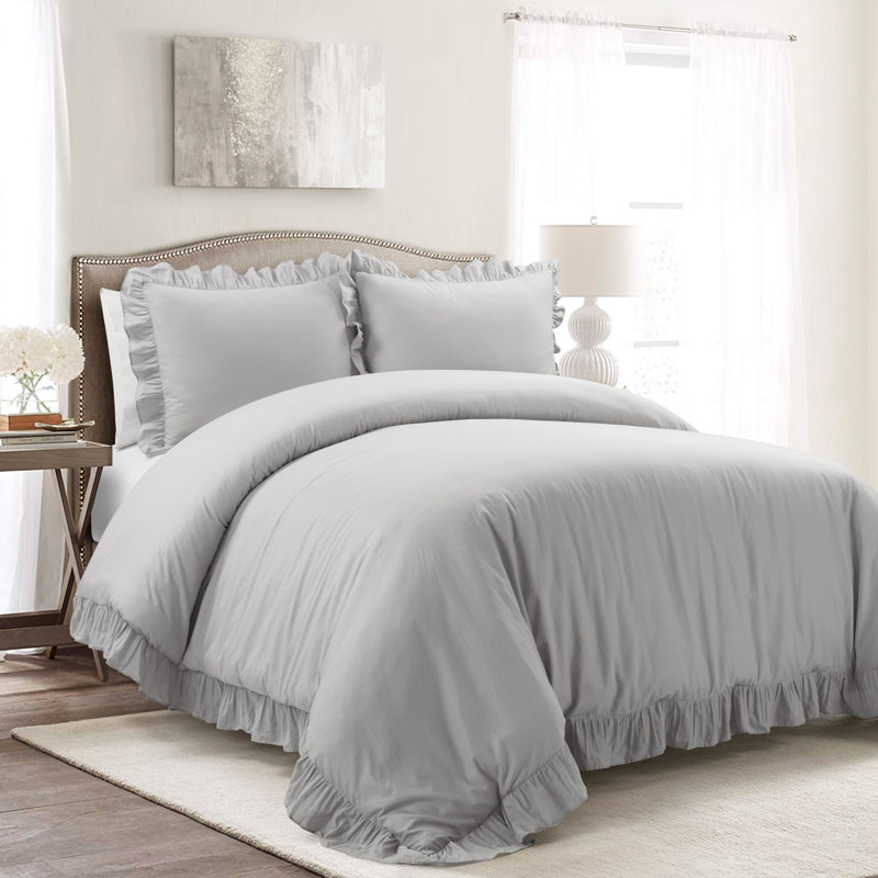 Cotton Duvet Cover Set, King Duvet Cover + 2 Shams, Pure White