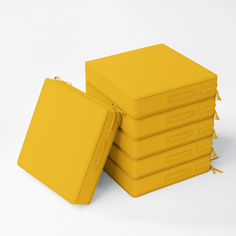 Wynee Outdoor Cushions 24X24x5 Outdoor Chair Cushions And Seat Cushions, Yellow, Set of 6