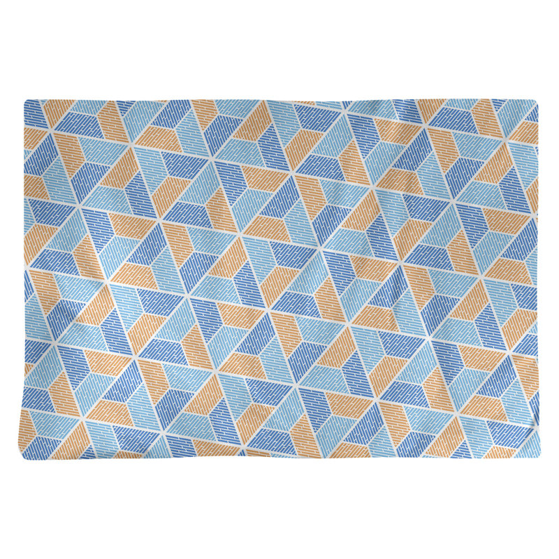 Napperon en coton à trois trapézoïdes de 18 po, Bleu / Orange
