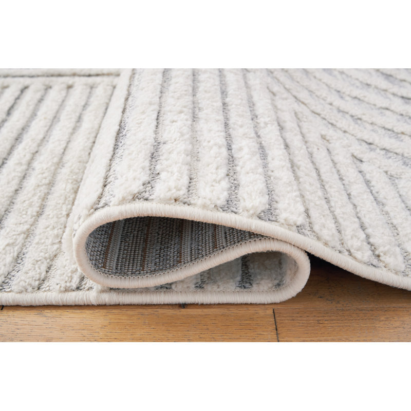 Tapis gris / crème Cheskey, Rectangulaire 8 pi x 10 pi