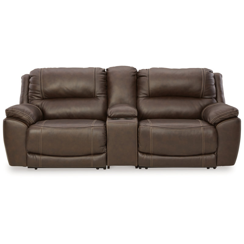 Dunleith Upholstered 99'' Power Reclining Loveseat, Brown