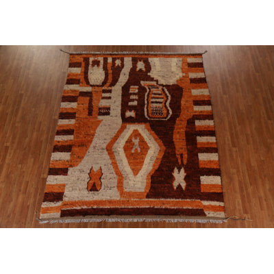 Tapis marocain abstrait en laine fait à la main 9 x 10