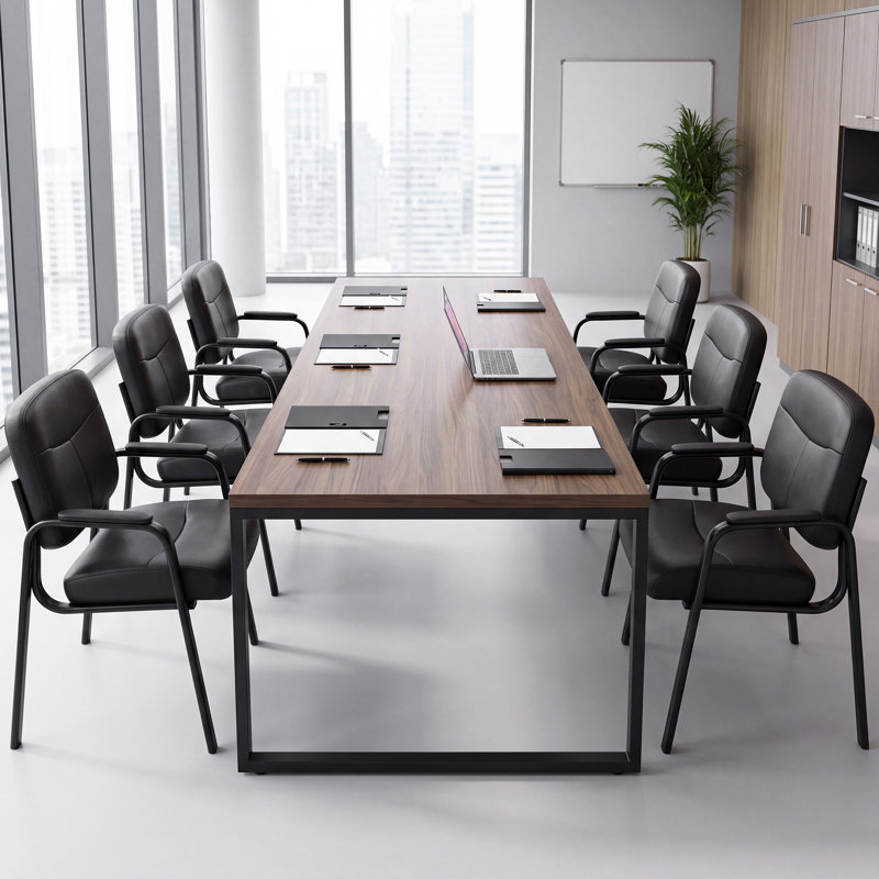 Chaise de conférence empilable en cuir 22,24 po avec structure en métal et 6 chaises