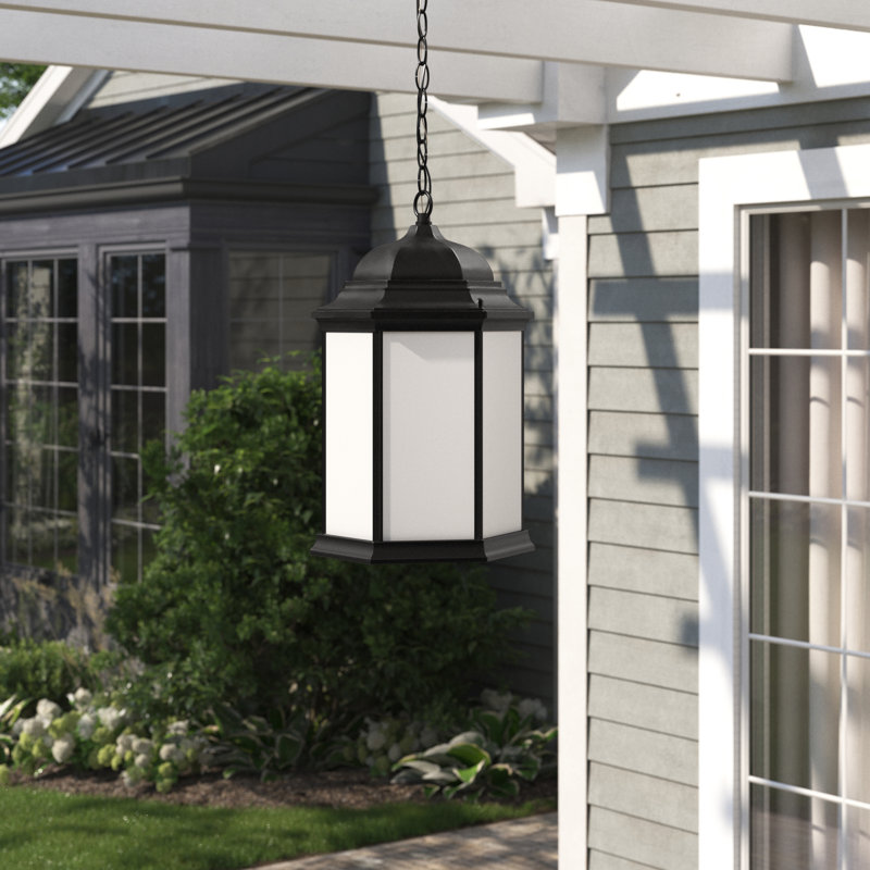Sevier One Light Outdoor Pendant from Generation Lighting , Black, No