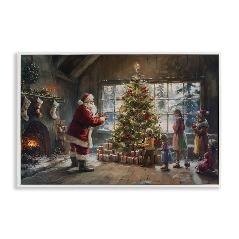 «Christmas Morning Family», estampe numérique par Imagine It Images, Giclée encadrée blanc bord de mer, H 16 po x l 24 po