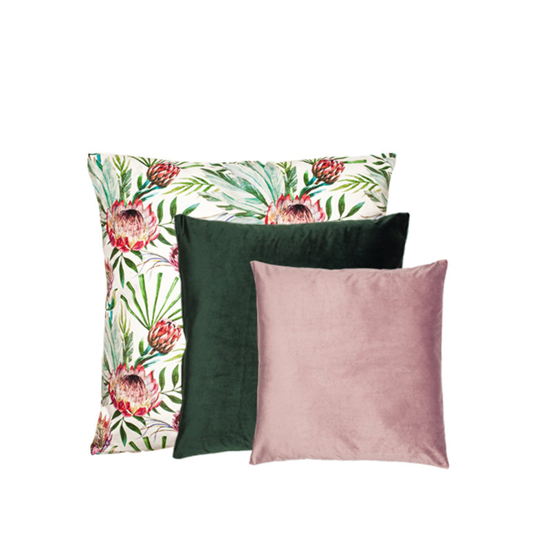 Essie Square Throw Cushion, Dark Green/Pink