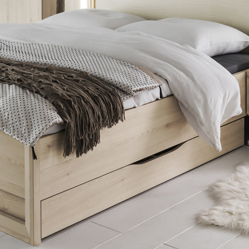 Underbed Drawer Siena, Weißgewaschene Kiefer, 17 cm H x 154 cm B x 73 cm T