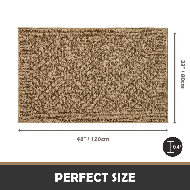 Tapis d'entrée résistant à la saleté avec envers en caoutchouc, 32" W x 48" L, Brun