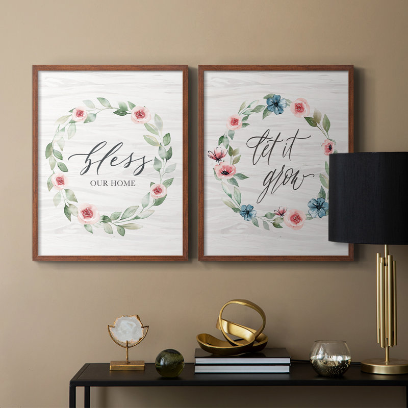 «Bless our home» - reproduction encadrée de qualité supérieure - prête à être accrochée - aucun clou requis - aucun clou requis