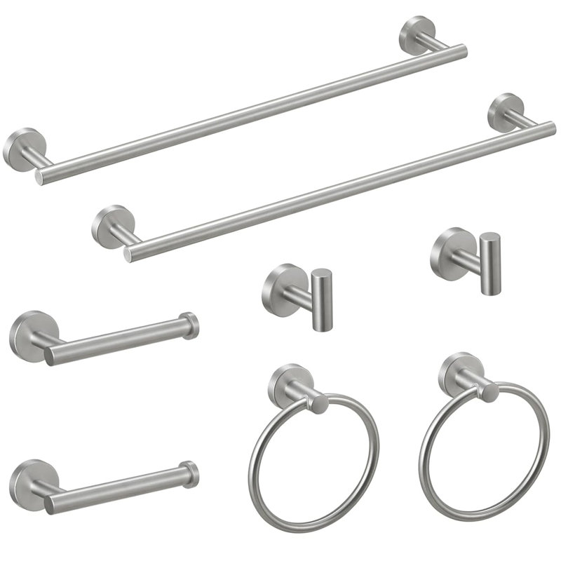 Ensemble de quincaillerie de salle de bain 8 pièces, Nickel brossé
