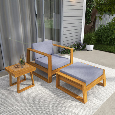 3 Piece Solid Wood Sofa Seating Group With Cushions