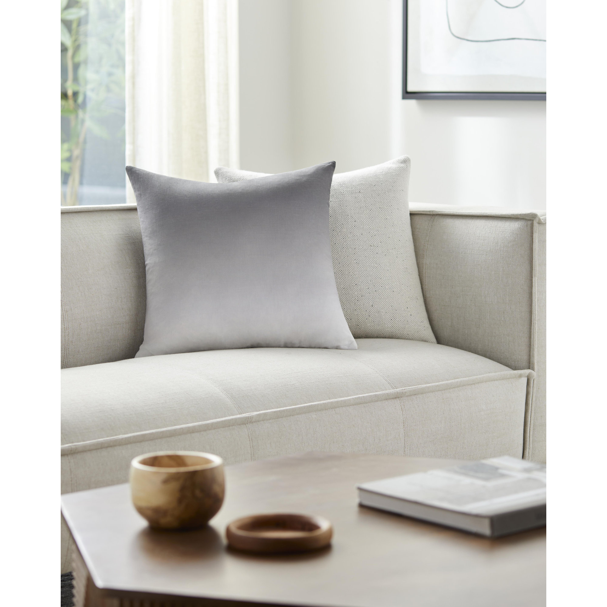 Deadra Ombre Linen Throw Pillow, Charcoal, 20" x 20", Pillow Cover Only - No Insert