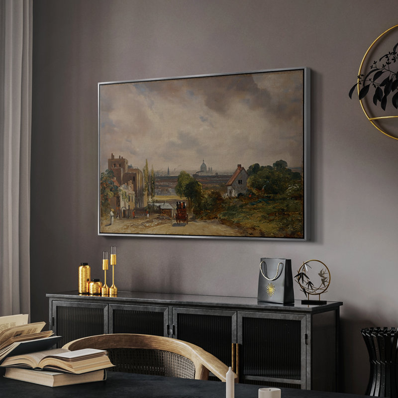 La maison de sir Richard Steele, Hampstead, v. 1832 - John Constable, toile tendue avec châssis encadrée, 26 x 40, Argent