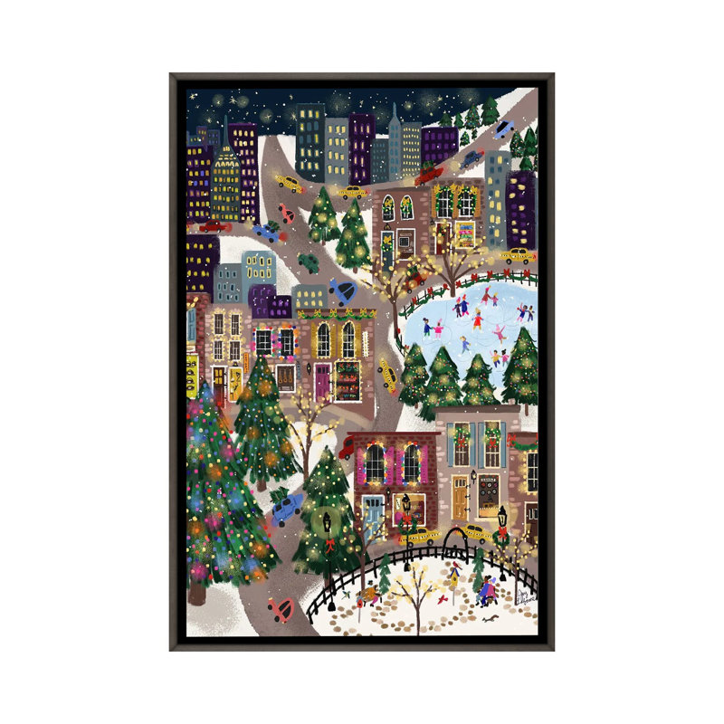 Sparkling City - reproduction d'art murale - toile encadrée, Gris