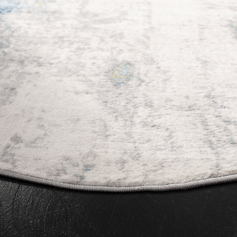 Zeke Abstract Grey/Blue Area Rug, Round 91cm