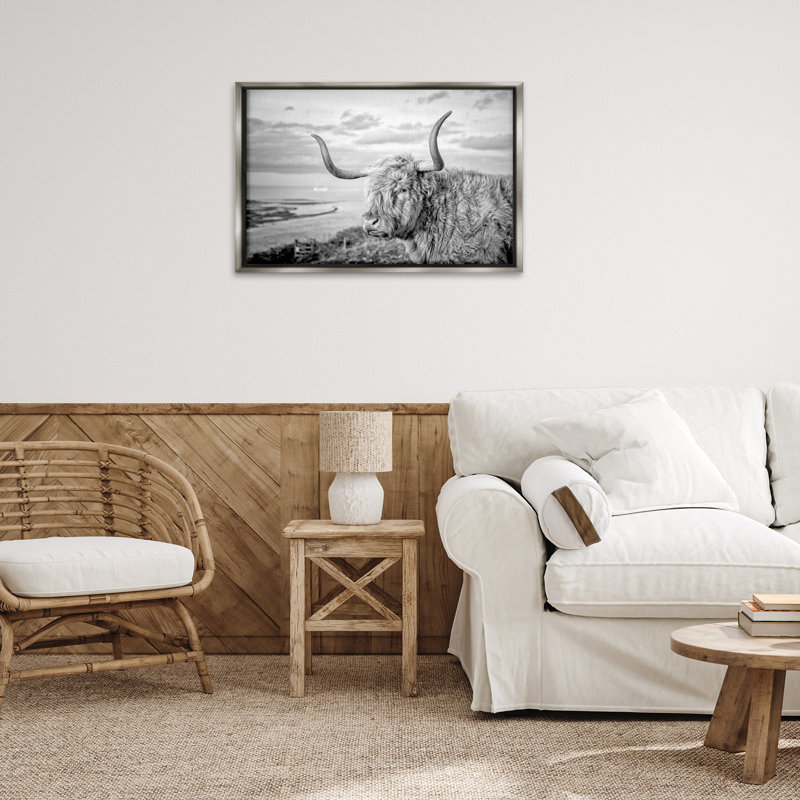 Bétail avec toile flottante encadrée Ocean Breeze par Jasper Huish, H 21 po x l 31 po, Cadre flottant gris lustré