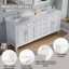 Meuble-lavabo autoportant en bois massif Gamella l 80 po x H 35 po avec comptoir en quartz blanc Carrera résistant aux taches et lavabo double, blanc-1536459233-1500794680