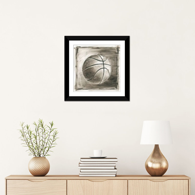 «Varsity II», impression sur toile, H 24 po x l 24 po x P 1 po, Papier d'art encadré noir, Blanc