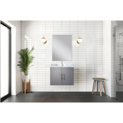 Meuble-lavabo gris foncé 61 cm x 56 cm avec comptoir en marbre, miroir et robinetterie - Résistant à l'usure et aux déchirures - Comptoir simple, miroir de 46 cm et résistance
