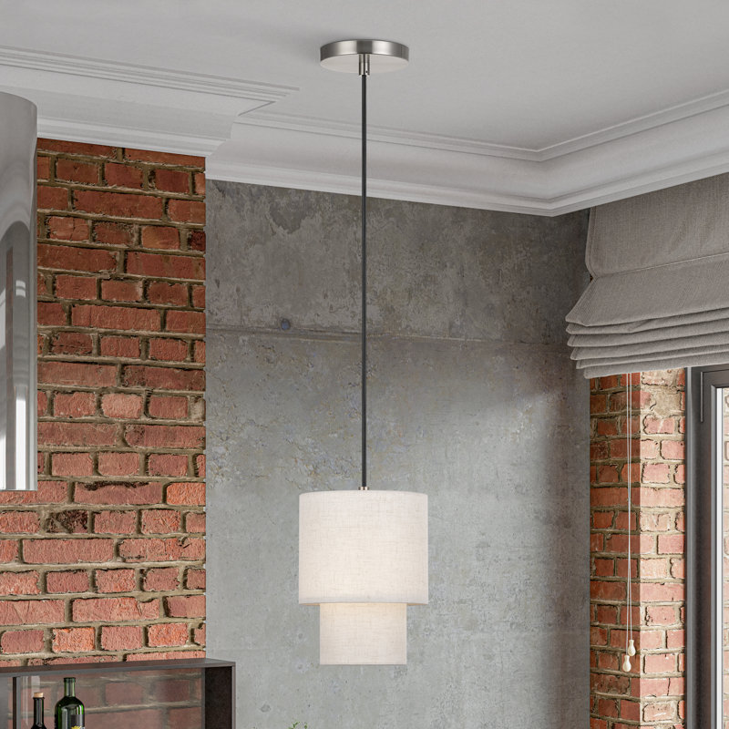 Mini-luminaire suspendu en nickel brossé 1 lumière Holliman, Nickel brossé