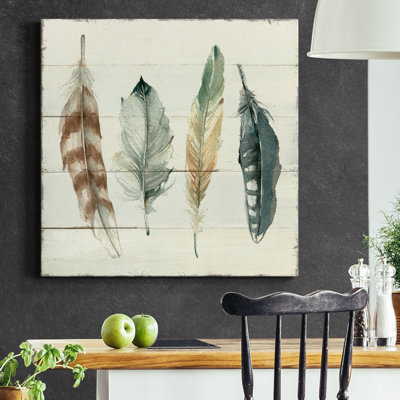 Shiplap Feathers I - Impression sur toile tendue