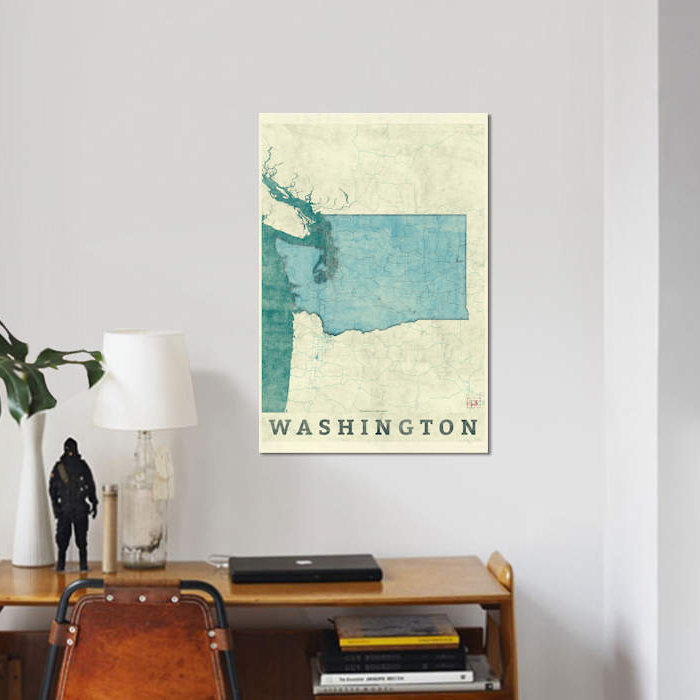 «Washington Map», impression sur toile, H 60 po x l 40po x P 1,5 po, Toile tendue, Pas de tapis