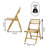 Theo Mid-Century Teak Wood and Rattan Armless Folding Chairs Woven Cane Seats for Dining and Living Room, Natural Light Brown-96370801