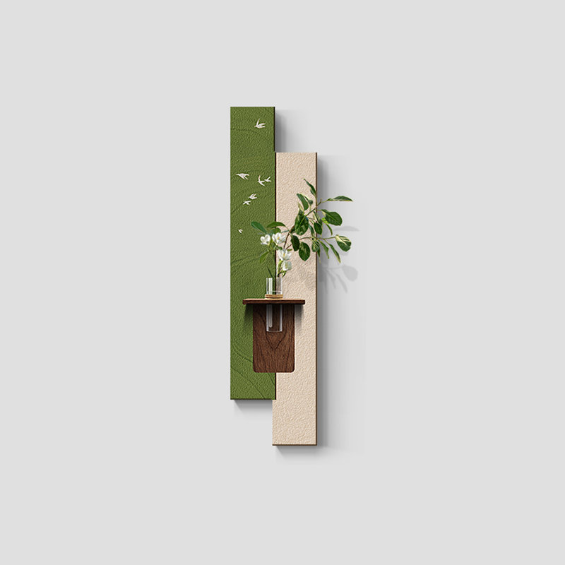 White, Green Rectangular Manufactured Wood Wall art, 47.24" H x 11.81" W