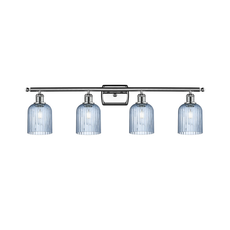 Éclairage pour meuble-lavabo à 4 lumières à intensité variable Fiennes Veil, Chrome poli, Bleu