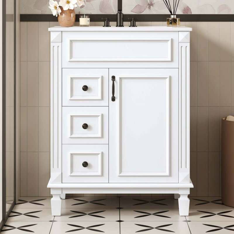 Meuble-lavabo 24 po avec lavabo en céramique, Blanc