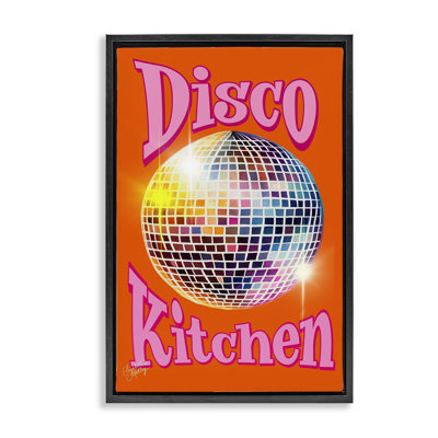 Groovy Disco Kitchen Black Framed Floater Canvas by Elizabeth Medley