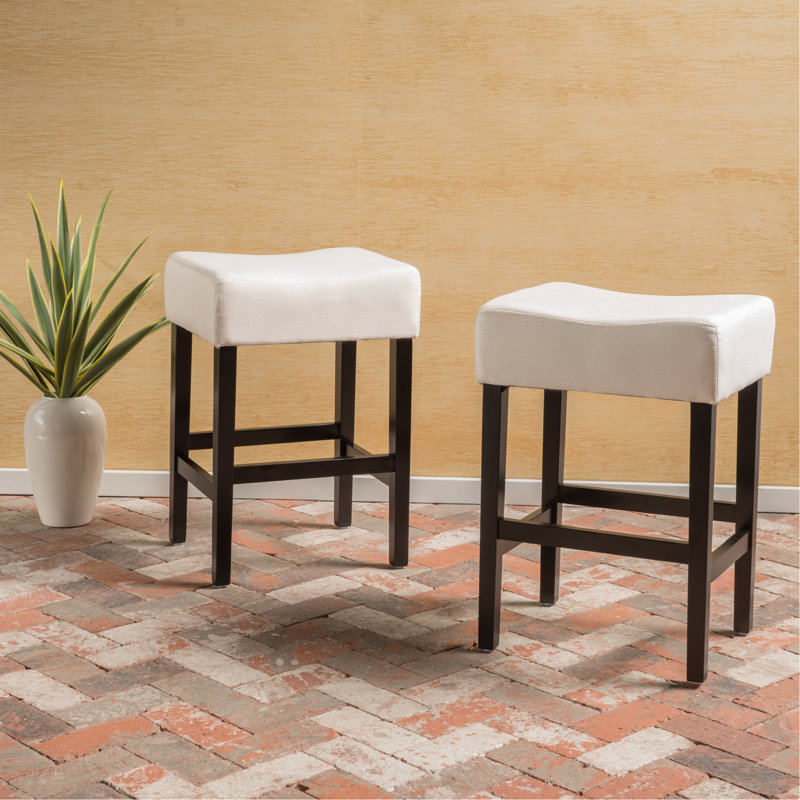 Ensemble de 2 tabourets de bar à hauteur de comptoir sans dossier de 26,75 po, Beige