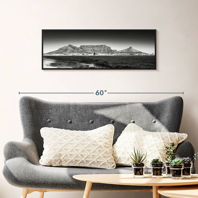 Table Table - Cape Town - noir et blanc, Cadre flottant noir, 37 po x 13 po