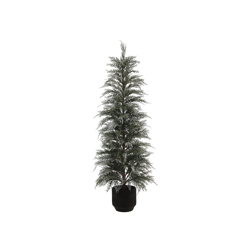 SEASONAL GREENERY TREE CEDAR FLOCKED POT 4FT