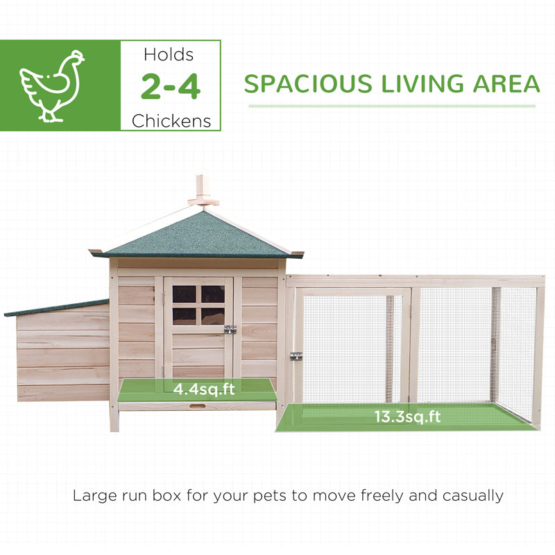Janda 16.08 Square Feet Walk In Chicken Coop with Chicken Run For Up To 4 Chickens, Wood