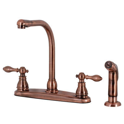 Kingston Brass American Classic Two-Handle 4-Hole 8" Centerset Kitchen Faucet with Side Sprayer