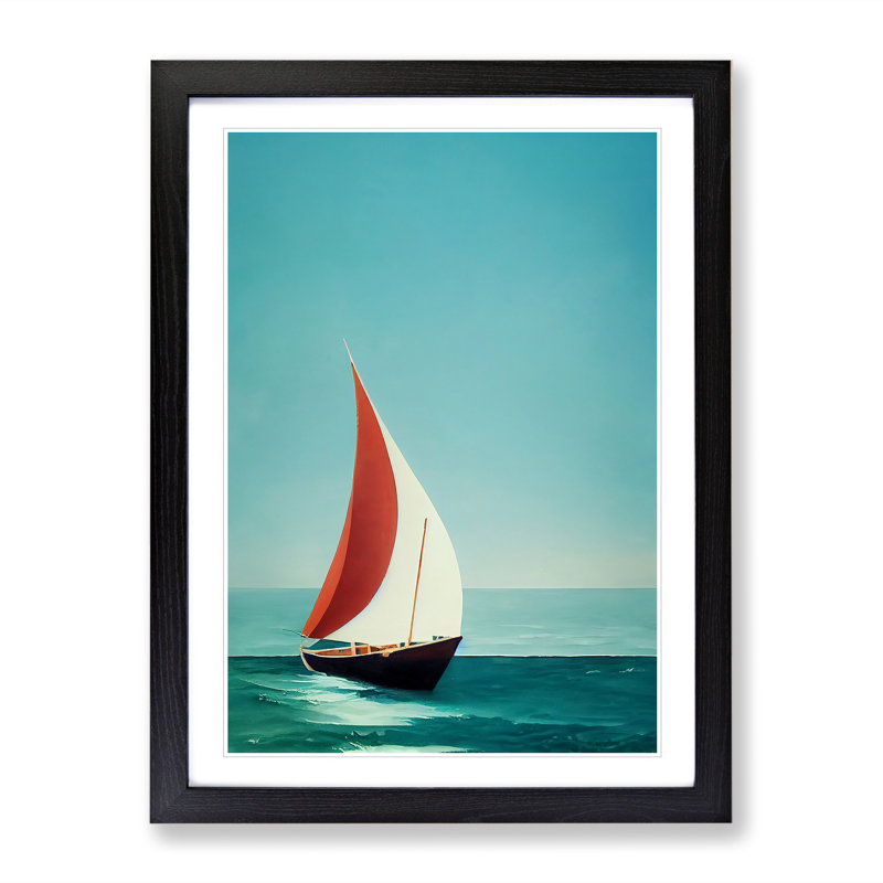 XV1022-5342X Wonderful Sailing Boat - Single Picture Frame Print, 64cm H x 46cm W x 2cm D, Black Framed