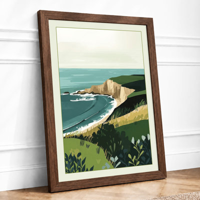 Cliffs and Turquoise Waters Coastal - Framed Print