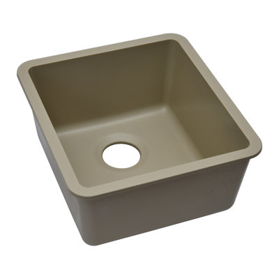 Évier de cuisine 16 po x 18 po en quartz platine, évier simple, évier encastré, évier de cuisine en granite