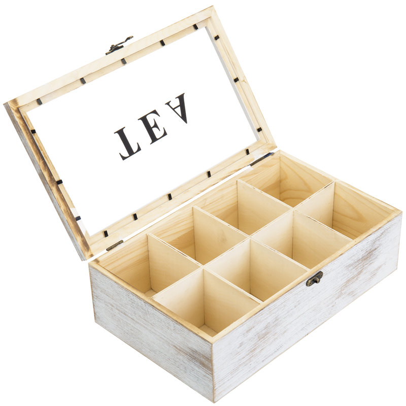 Wood Tea Box, Whitewashed