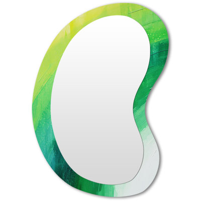 Fuyuka Magical Rainbow Essence Of Spectrum - Rainbow Asymmetrical Mirror, Green Unique Shape Unique Wall Mirror, Printed Metal Art