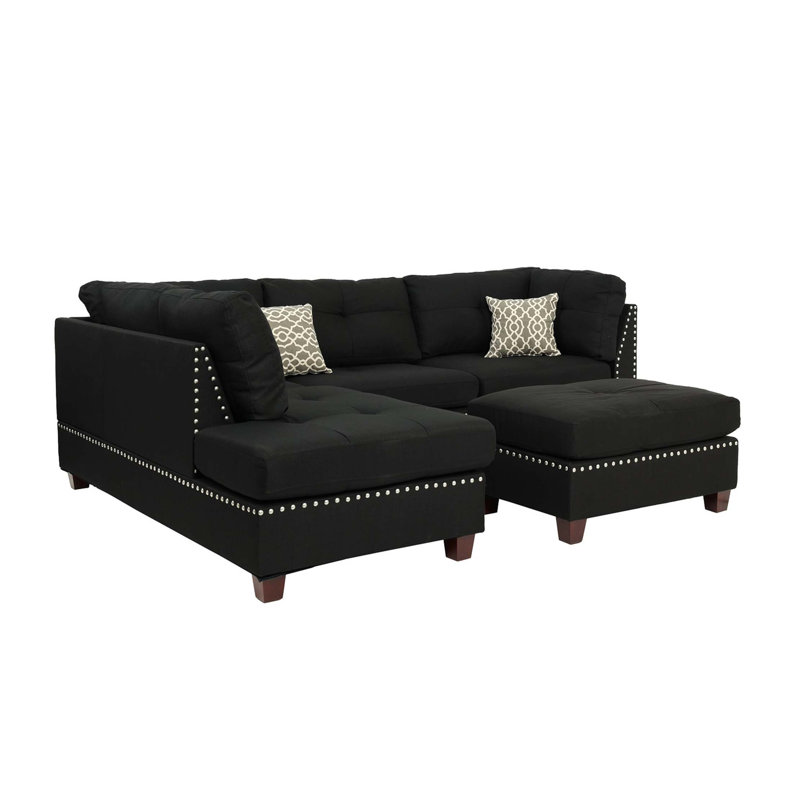 Canapé modulaire réversible en polyfibre avec repose-pieds